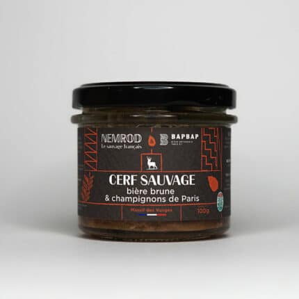 Terrine Cerf à la Bière brune et aux champignons de Paris