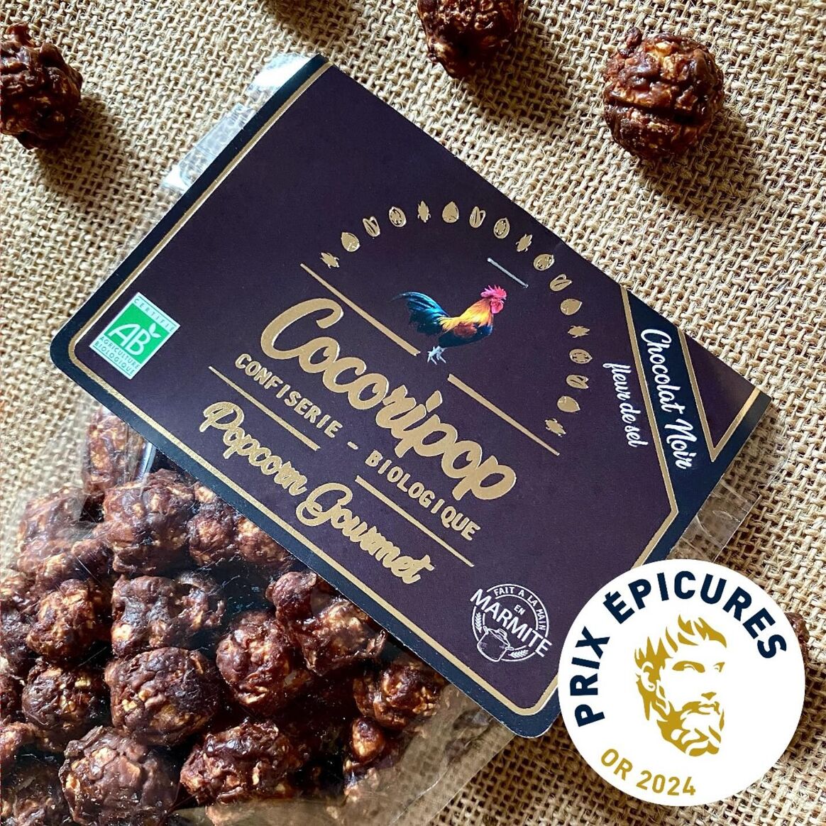 Cocoripop - Mini Popcorn Français Chocolat Noir Fleur de Sel – Bio & Médaillé d'Or 40g – Image 1