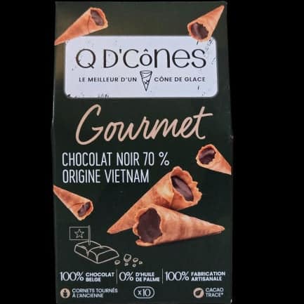 Q d’cônes – GOURMET Chocolat noir 70% Origine Vietnam - Sucré